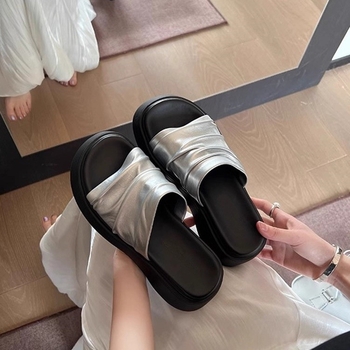 Ženske platforme sandale s debelim potplatom za ljeto – zaobljena vršna prsta, casual stil, gornji PU, unutarnji PU, đon od gume