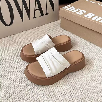 Ženske platforme sandale s debelim potplatom za ljeto – zaobljena vršna prsta, casual stil, gornji PU, unutarnji PU, đon od gume