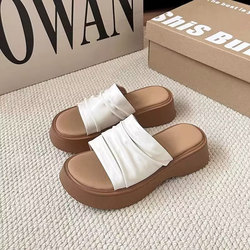 Ženske platforme sandale s debelim potplatom za ljeto – zaobljena vršna prsta, casual stil, gornji PU, unutarnji PU, đon od gume