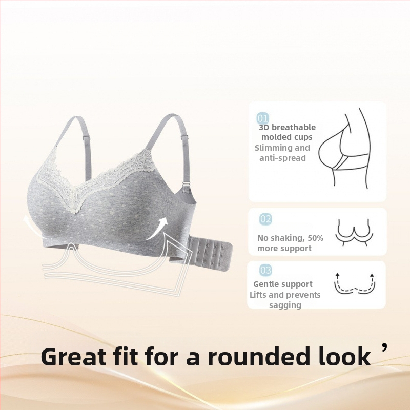 Σουτιέν χωρίς ραφές με δαντέλα, 3/4 cup, μεσαίου τύπου καλουπιού, σταθεροί ιμάντες, πίσω κλείσιμο με τέσσερις σειρές αγκιστριών