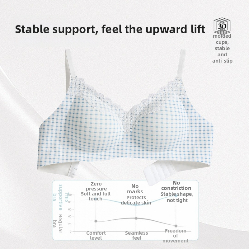 Σουτιέν χωρίς ραφές με δαντέλα, 3/4 cup, μεσαίου τύπου καλουπιού, σταθεροί ιμάντες, πίσω κλείσιμο με τέσσερις σειρές αγκιστριών