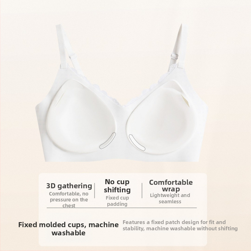 Σουτιέν χωρίς ραφές με δαντέλα, 3/4 cup, μεσαίου τύπου καλουπιού, σταθεροί ιμάντες, πίσω κλείσιμο με τέσσερις σειρές αγκιστριών