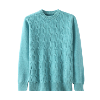JVEII férfi vastag gyapjú pulóver, kerek gallér, jacquard mintás, hosszú ujjú, lazán szabott