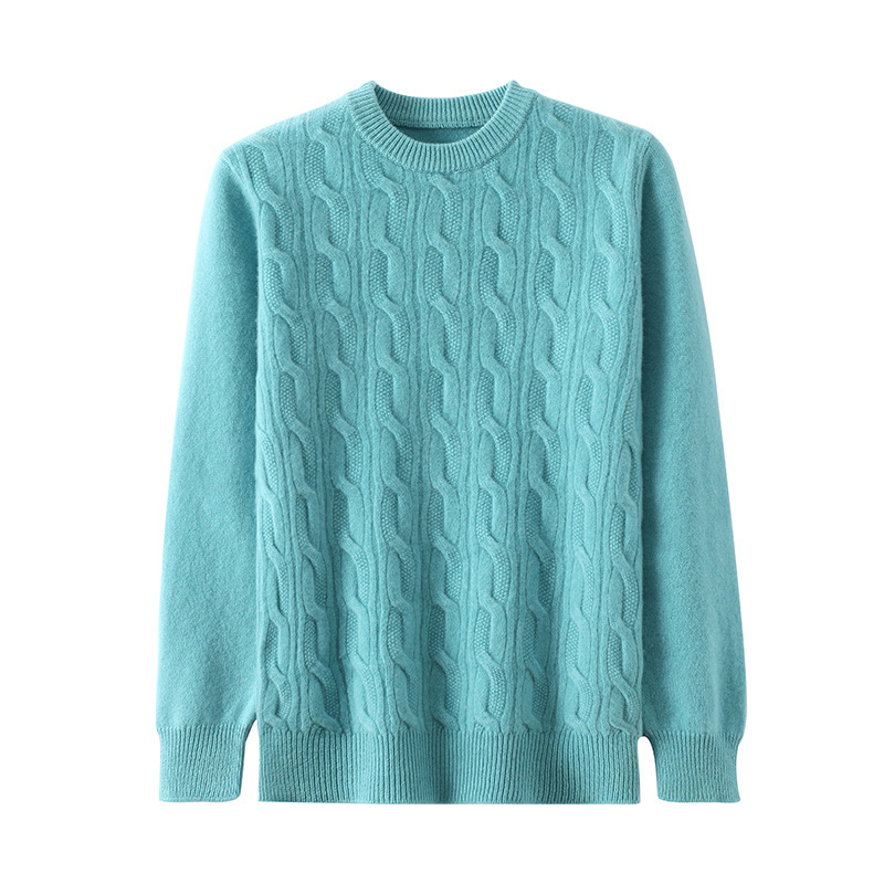 JVEII férfi vastag gyapjú pulóver, kerek gallér, jacquard mintás, hosszú ujjú, lazán szabott