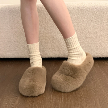Női Baotou sörtés papucs, kültéri viselet, Felsőrész: műszőrszövet; Belső: pamut; Talp: gumi; Téli 2025