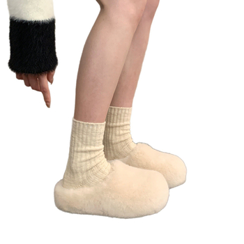 Női Baotou sörtés papucs, kültéri viselet, Felsőrész: műszőrszövet; Belső: pamut; Talp: gumi; Téli 2025