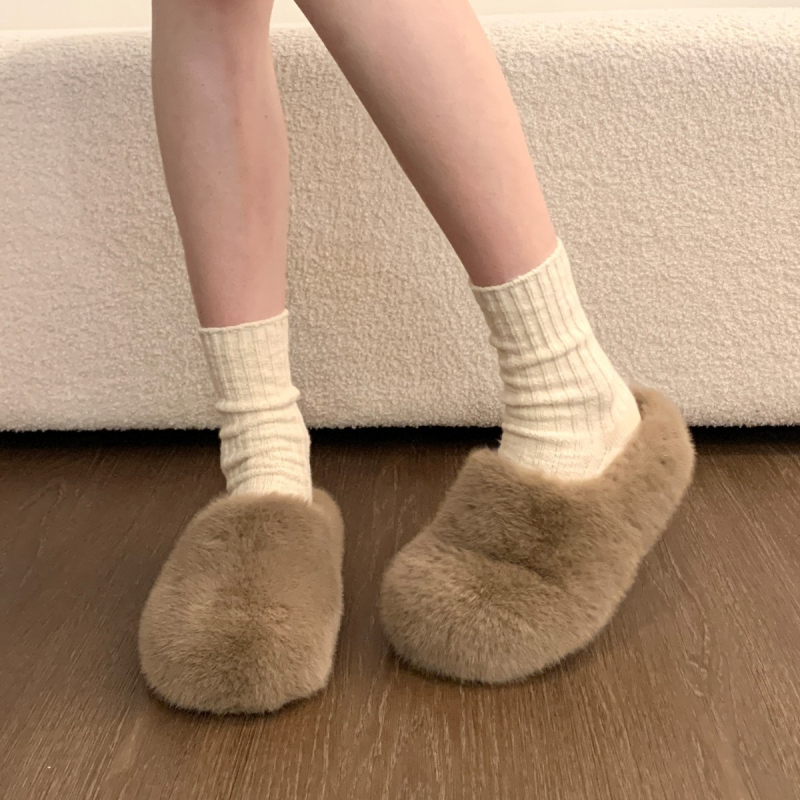 Női Baotou sörtés papucs, kültéri viselet, Felsőrész: műszőrszövet; Belső: pamut; Talp: gumi; Téli 2025