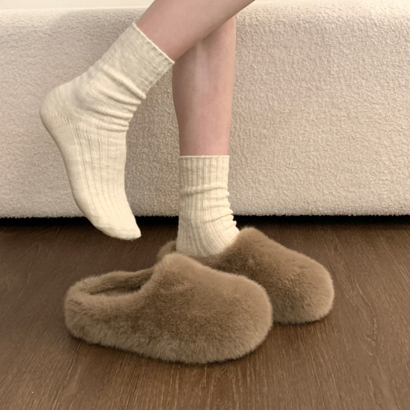 Női Baotou sörtés papucs, kültéri viselet, Felsőrész: műszőrszövet; Belső: pamut; Talp: gumi; Téli 2025