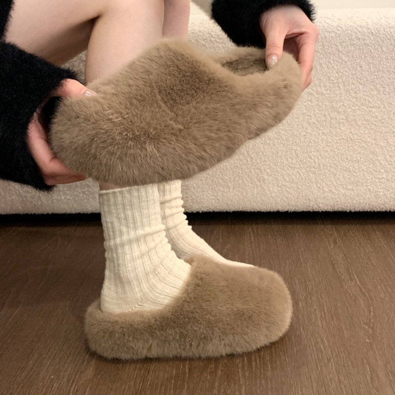 Női Baotou sörtés papucs, kültéri viselet, Felsőrész: műszőrszövet; Belső: pamut; Talp: gumi; Téli 2025