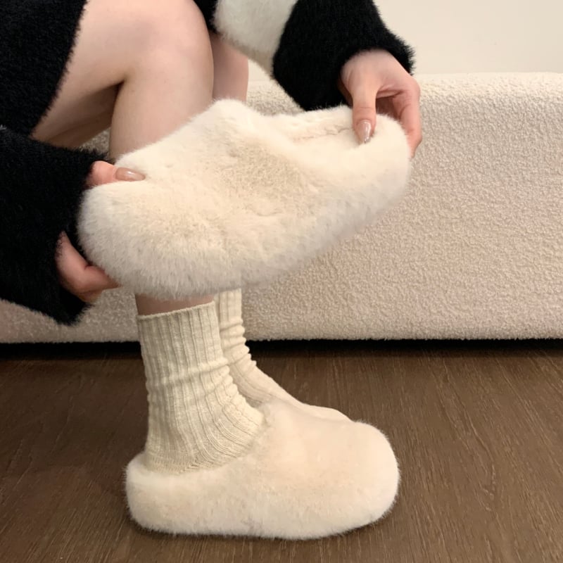 Női Baotou sörtés papucs, kültéri viselet, Felsőrész: műszőrszövet; Belső: pamut; Talp: gumi; Téli 2025