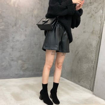 Kismama PU bőrnadrág, lazított szabás, széles szár, has támasz, bőranyag 95%+