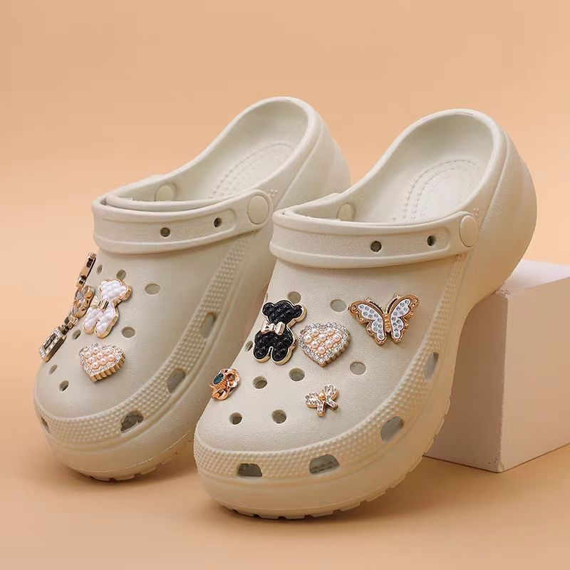 Ženske Crocs stil ljetnih sandala, prozračni EVA gornji dio i EVA potplat, 6–7 cm debeli potplat, mekani, protivklizni, povećavaju visinu, plaža