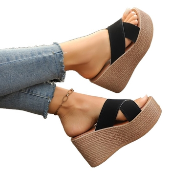 Sandale damă cu platformă și vârf rotund, PU upper, talpă din cauciuc, vară 2025