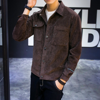 Geacă corduroy, țesătură poliester, croială lejeră, stil coreean, guler rever