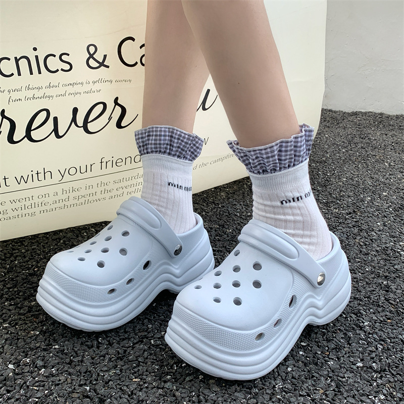 Ženske Croc-stila cipele s otvorima, EVA gornji dio i EVA đon, 10 cm debeli đon, povećanje visine