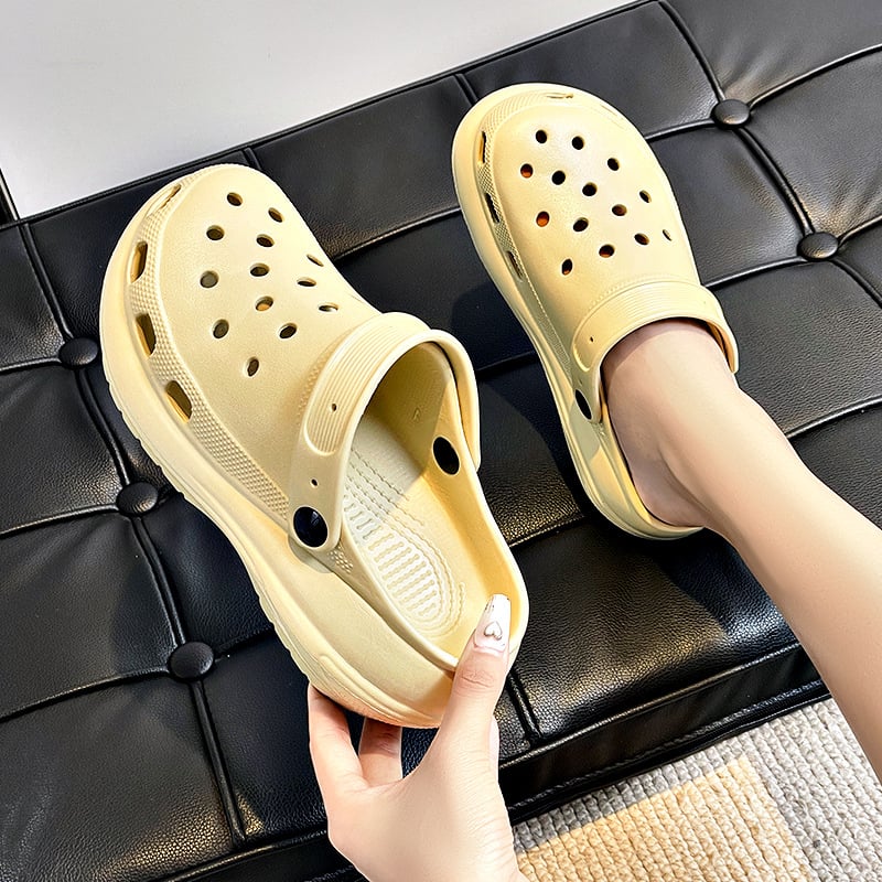 Ženske Crocs-stil sandale s 7 cm debelim EVA potplatom, EVA gornji dio, zatvoren nos, protuklizne