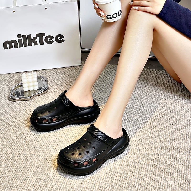 Ženske Crocs-stil sandale s 7 cm debelim EVA potplatom, EVA gornji dio, zatvoren nos, protuklizne