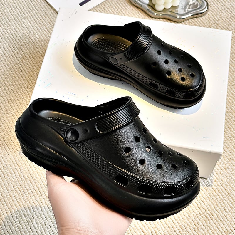 Ženske Crocs-stil sandale s 7 cm debelim EVA potplatom, EVA gornji dio, zatvoren nos, protuklizne
