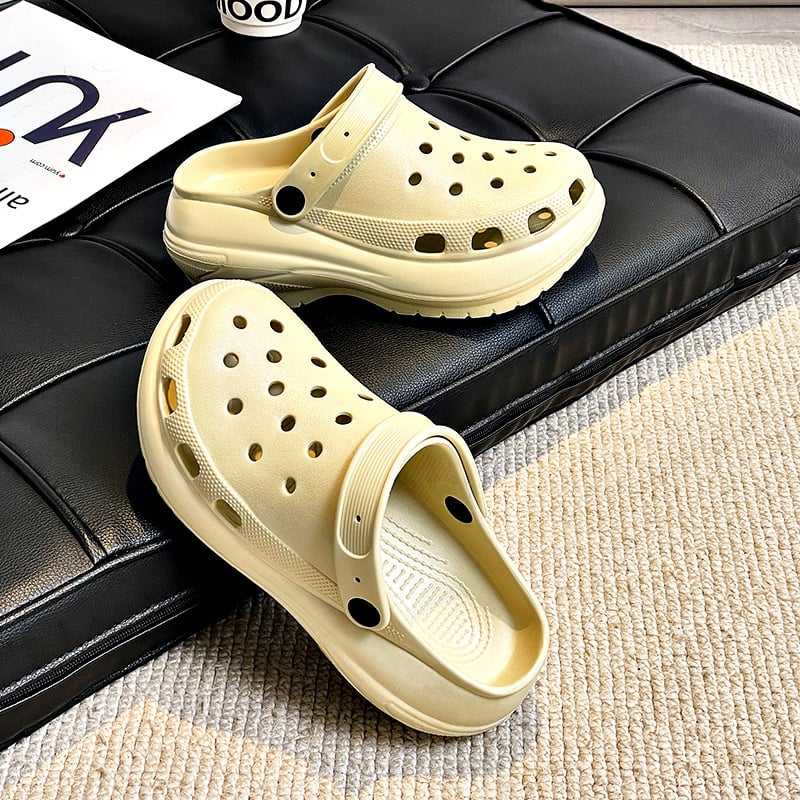 Ženske Crocs-stil sandale s 7 cm debelim EVA potplatom, EVA gornji dio, zatvoren nos, protuklizne