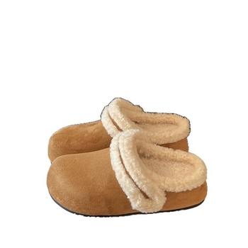 Ženske papuče s 5 cm debelom potplatom, unutarnje povećanje visine, podstavljene fleesom, slip-on, gornji dio od semiša