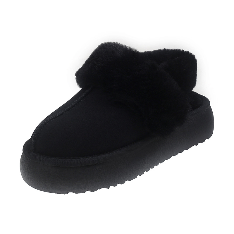 Ženske pliš papuče s PU gornjim dijelom, PU uloškom, gumena potplat, okrugli vrh prsta, casual stil