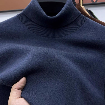 Muški pulover od worsted vune – 100% vuna, strojno pranje, visoki ovratnik, dugi rukavi, slobodan kroj