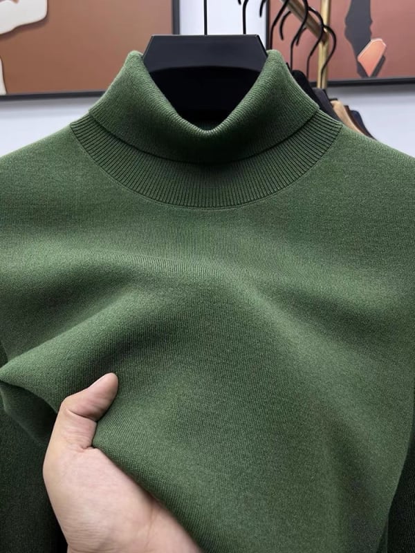 Muški pulover od worsted vune – 100% vuna, strojno pranje, visoki ovratnik, dugi rukavi, slobodan kroj