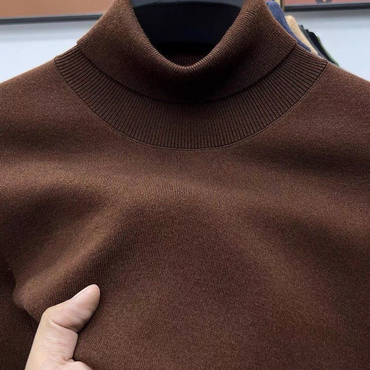 Muški pulover od worsted vune – 100% vuna, strojno pranje, visoki ovratnik, dugi rukavi, slobodan kroj