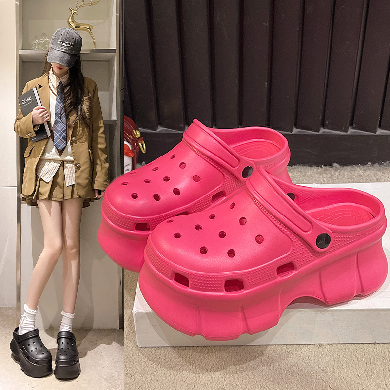 Ženske Crocs-stil papuče sa debelim potplatom, protuklizne, prozračne, gornji dio EVA, potplata EVA, debljina potplata 7–8 cm