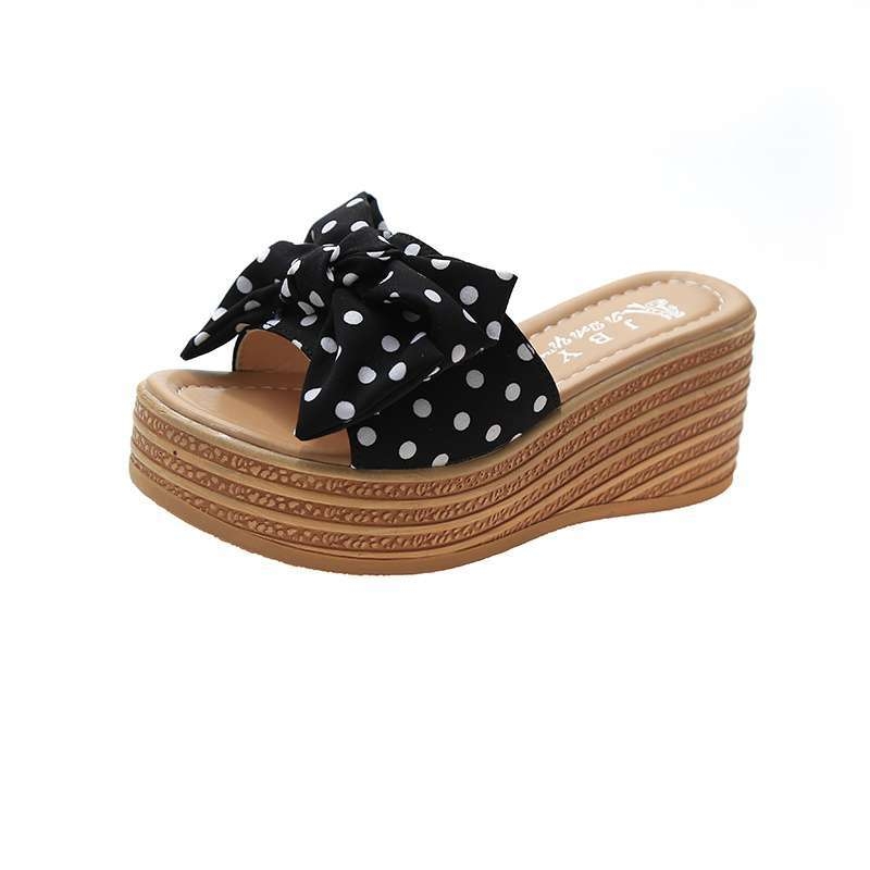 Ženske sandale za plažu s gornjim dijelom od TPR, kožna potplata, platforma preko 11 cm, klinasti đon