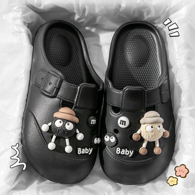 Ženske Crocs‑stil sandale s debelim potplatom, zatvorenim prstom, cartoon dizajn, plažne papuče; PVC gornji dio i potplat, protuklizne, apsorpcija udara, debljina potplata 1,5–3,5 cm, injekcijsko oblikovanje