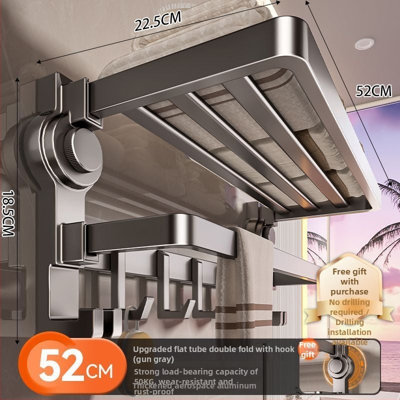 Držač za ručnike s usisnom ventuzom, materijal: aluminijska legura + karbonsko čelika, završna obrada: prskano plast, nosivost 15–20 kg, jednostepeni, moderan minimalistički dizajn