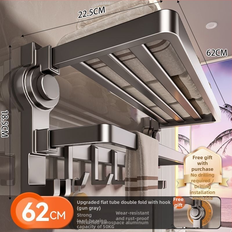 Držač za ručnike s usisnom ventuzom, materijal: aluminijska legura + karbonsko čelika, završna obrada: prskano plast, nosivost 15–20 kg, jednostepeni, moderan minimalistički dizajn