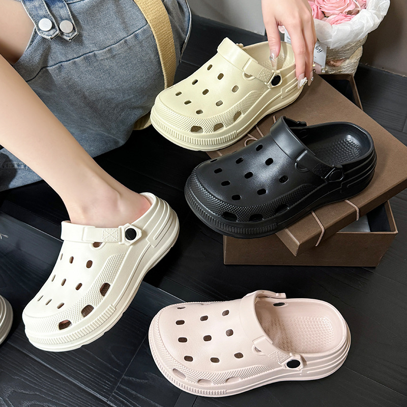 Ženske Crocs stila papuče s podignutom sole, zatvorenim prstom, lagane i prozračne, EVA konstrukcija