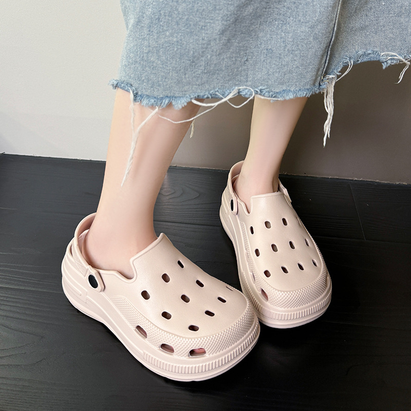 Ženske Crocs stila papuče s podignutom sole, zatvorenim prstom, lagane i prozračne, EVA konstrukcija