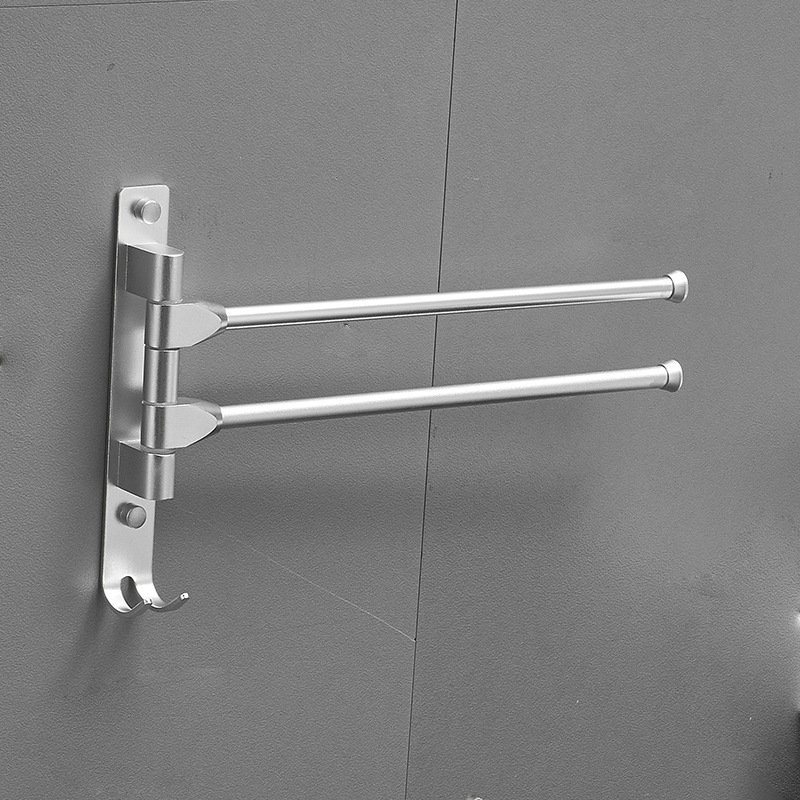 Držač za ručnike od Space aluminija s oksidiranom završnom obradom, rotirajući, montaža bez bušenja, nosivost 10