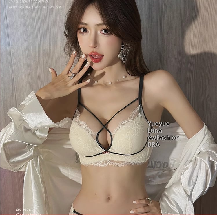 Set sutien dantelat push-up pentru femei, cupă 3/4, susținere superioară, închidere cu trei rânduri, respirabil