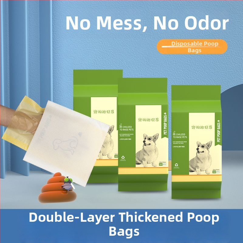 Jednorazové tašky na psie výkaly, s dvojvrstvovou hrúbkou, prenosné, na vonkajšie použitie