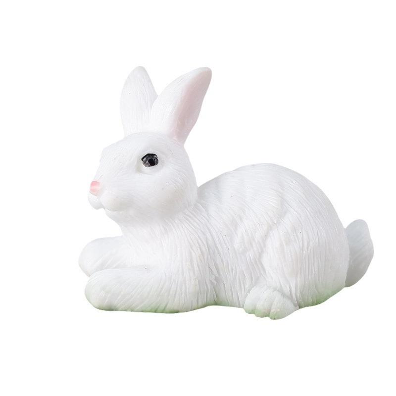 Заек от смола за террариум – мини пейзажна украса, пасторален стил, животинска фигура