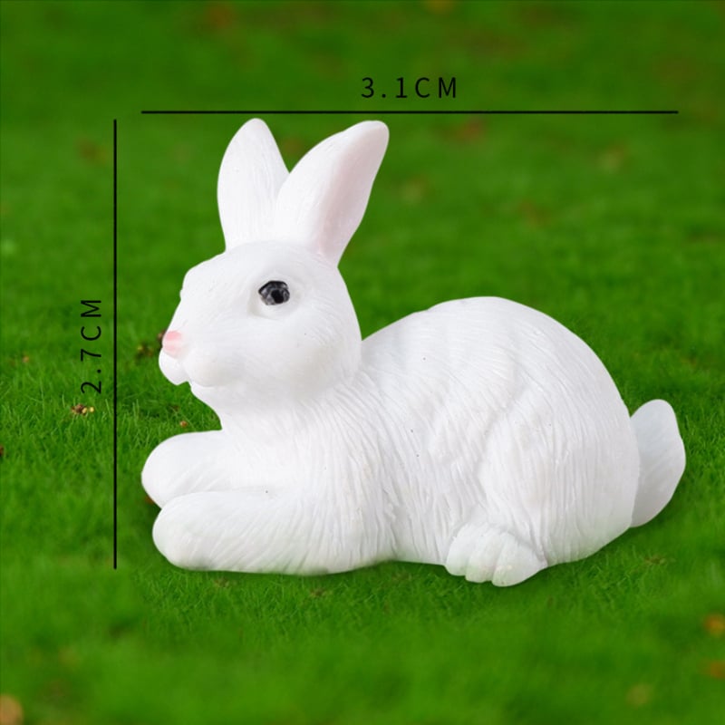 Заек от смола за террариум – мини пейзажна украса, пасторален стил, животинска фигура