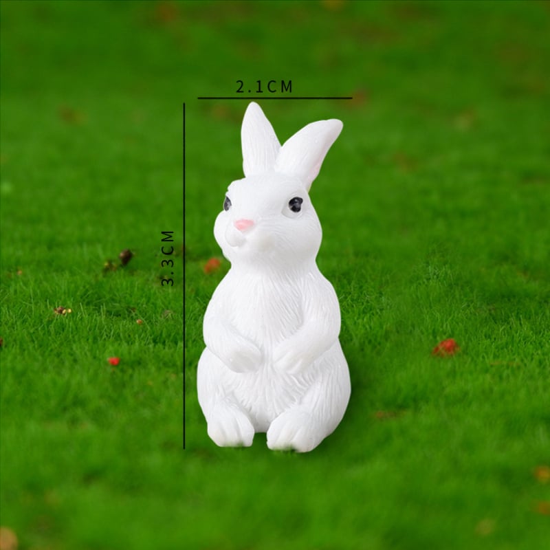 Заек от смола за террариум – мини пейзажна украса, пасторален стил, животинска фигура