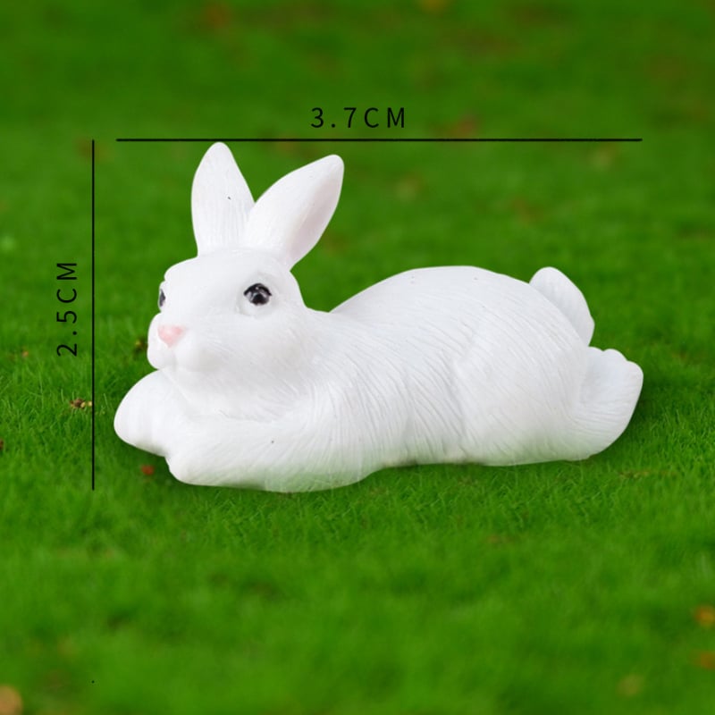 Заек от смола за террариум – мини пейзажна украса, пасторален стил, животинска фигура