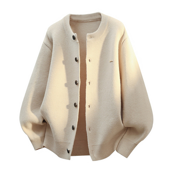 Kötött kardigán kerek nyakkal, laza szabás, hosszú ujjú, jacquard minta