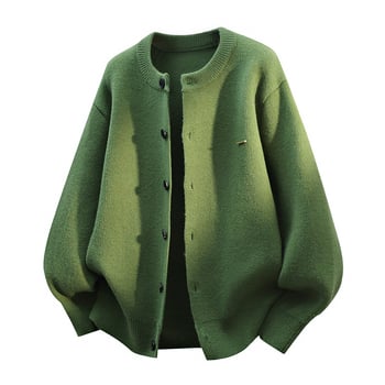 Kötött kardigán kerek nyakkal, laza szabás, hosszú ujjú, jacquard minta