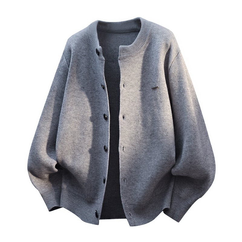 Kötött kardigán kerek nyakkal, laza szabás, hosszú ujjú, jacquard minta