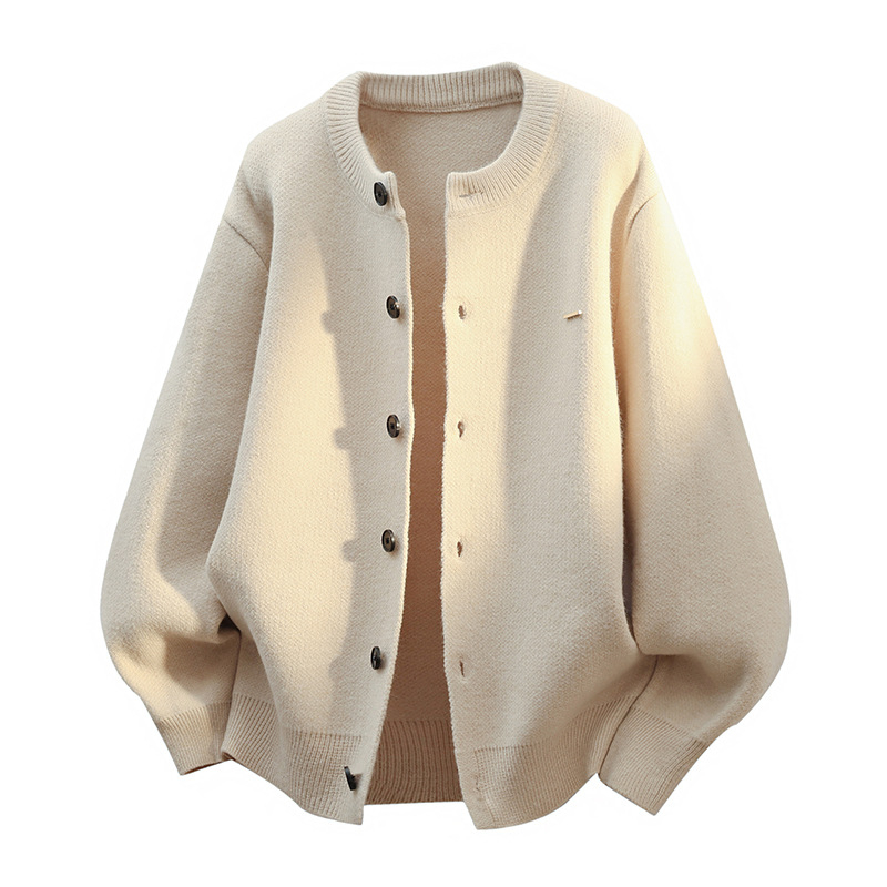 Kötött kardigán kerek nyakkal, laza szabás, hosszú ujjú, jacquard minta