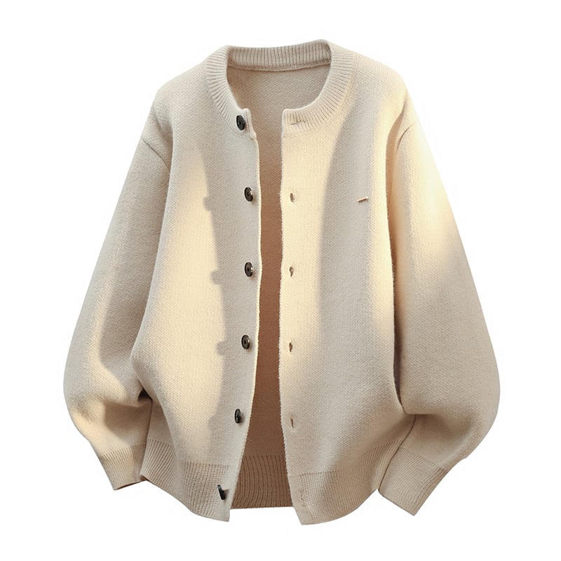 Kötött kardigán kerek nyakkal, laza szabás, hosszú ujjú, jacquard minta