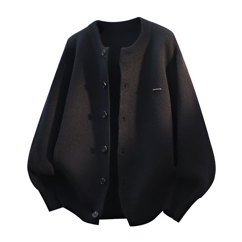 Kötött kardigán kerek nyakkal, laza szabás, hosszú ujjú, jacquard minta