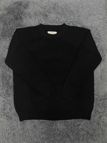 Pulóver, kerek nyakú, pamut kötött, laza fazon, hosszú ujjú