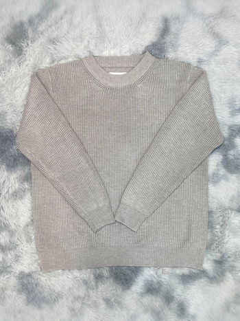 Pulóver, kerek nyakú, pamut kötött, laza fazon, hosszú ujjú